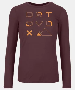 ORTOVOX T-Shirts & Longsleeves^185 MERINO BRAND OUTLINE LS W winetasting